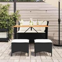 4-delige Tuinset met kussens poly rattan zwart - thumbnail