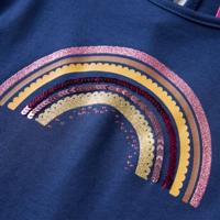 Kindershirt met lange mouwen regenboogprint 128 marineblauw - thumbnail