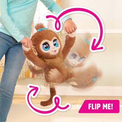 Interactief speelgoed - BONTVRIENDEN - Peanut the Monkey - Ruim 100 reacties, wandelen, balanceren en knuffelen - thumbnail