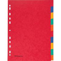 Pergamy tabbladen ft A4, 11-gaatsperforatie, stevig karton, geassorteerde kleuren, 10 tabs - thumbnail