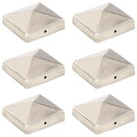 Paalkappen 6 st piramide 81x81 mm roestvrij staal - thumbnail