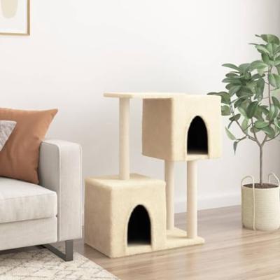 Kattenmeubel met sisal krabpalen 86 cm crmekleurig - thumbnail