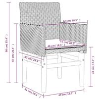 Tuinstoelen 2 st met kussens poly rattan en massief hout beige - thumbnail