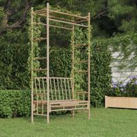 Tuinbank met pergola 116 cm bamboe - thumbnail