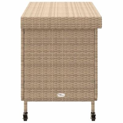 Tuinbox met wielen 110x55x73 cm poly rattan gemengd beige