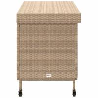 Tuinbox met wielen 110x55x73 cm poly rattan gemengd beige - thumbnail