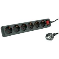 ROLINE 6-voudige stekkerdoos met schakelaar, zwart, 1,5 m - thumbnail
