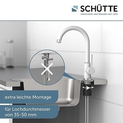 CORNWALL ééngreepsmengkraan keuken met hoge uitloop, wit elegante kraan met hoge ronde uitloop en draaibereik 360° energiebesparing door cold start functie keramische schijven geluidsarme, ver