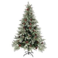 VidaXL Kerstboom met dennenappels 150 cm pvc en pe groen en wit - thumbnail