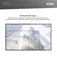 Digitus DS-55581 4K videoconferentiesysteem 3840 x 2160 Pixel Klemhouder, Luidspreker, Microfoon, Snelle autotracking via AI, Standvoet - thumbnail