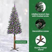 VidaXL Slanke kerstboom groen 180 cm pvc en massief dennenhout - thumbnail