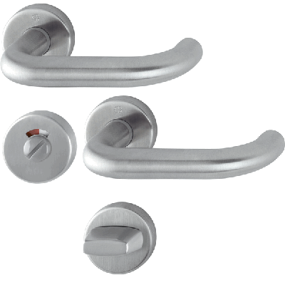 Hoppe deurkruk met wc-rozet - Paris - deurdikte 37/42mm - RVS