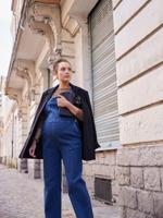 Wijde denim zwangerschapstuinbroek ENVIE DE FRAISE ongewassen denim - thumbnail