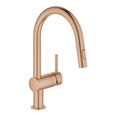 Keukenmengkraan GROHE Minta C-Uitloop Uittrekbare Dual Spray Warm Sunset Geborsteld