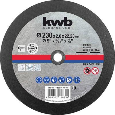 kwb 711833 Doorslijpschijf recht 230 mm 1 stuk(s) Staal