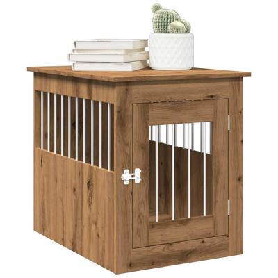 VidaXL Hondenbench 55x75x65 cm bewerkt hout artisanaal eikenkleurig VidaXL Hondenbench 55x75x65 cm bewerkt hout artisanaal eikenkleurig