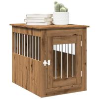 VidaXL Hondenbench 55x75x65 cm bewerkt hout artisanaal eikenkleurig - thumbnail