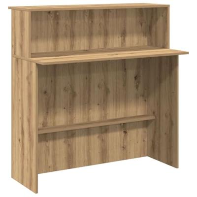 Receptiebalie 100x50x103,5cm bewerkt hout artisanaal eikenkleur