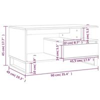 Salontafel 90x49x45 cm bewerkt hout wit - thumbnail