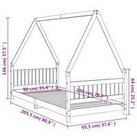 Kinderbedframe 90x200 cm massief grenenhout wit - thumbnail