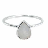 Edelsteen Ring Regenboog Maansteen - 925 Zilver - Peervorm (Maat 17) - thumbnail