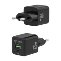 Oplader Aisens ASCH-20W2P011-BK 20 W Zwart (1 Stuks) - thumbnail