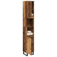 Badkamerkast 30x30x190 cm bewerkt hout oud houtkleurig - thumbnail