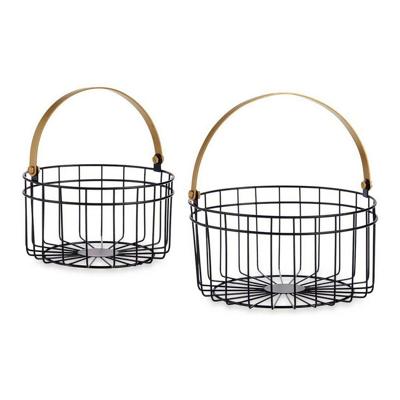 Basket spelset Gift Decor Zwart Gouden Metaal 2 Onderdelen