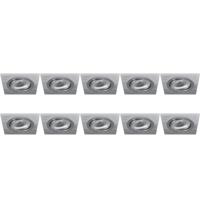 Spot Armatuur 10 Pack - Pragmi Borny Pro - GU10 Inbouwspot - Vierkant - Zilver - Aluminium - Kantelbaar - 92mm - thumbnail