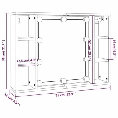 Spiegelkast met LED-verlichting 76x15x55 cm zwart