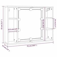 Spiegelkast met LED-verlichting 76x15x55 cm zwart - thumbnail