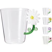 Home & Styling Koffie- theeglas met bloem oor 410ml - thumbnail