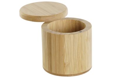 Zoutvaatje met deksel DKD Home Decor Natuurlijk Bamboe 8,5 x 8,5 x 8,5 cm