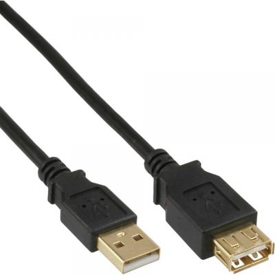 InLine 34605S USB 2.0 verlenging, stekker/bus, type A, zwart, contacten goud, 5 m