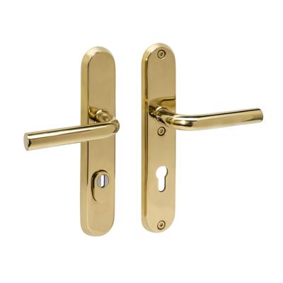 Intersteel SKG3 veiligheidsbeslag achterdeur ovaal 250x50mm kruk/kruk Luzern PC72 kerntrekbeveiliging - PVD messingkleur