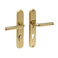 Intersteel SKG3 veiligheidsbeslag achterdeur ovaal 250x50mm kruk/kruk Luzern PC72 kerntrekbeveiliging - PVD messingkleur - thumbnail