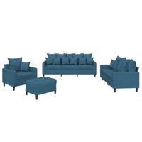 4-delige Loungeset met kussens fluweel blauw - thumbnail