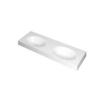 INK Smooth Wastafel Polystone Dubbel Zonder Kraangaten - 1400x450x90 mm - Glans Wit - thumbnail