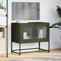 Tv-meubel 68x39x60,5 cm koudgewalst staal olijfgroen - thumbnail