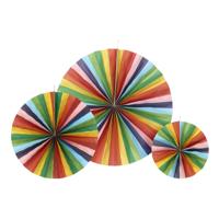Waaier Papier Multi Kleuren, Set van 3 - thumbnail