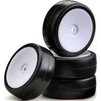 Absima 1/10 slick banden op witte disk velgen (4) - thumbnail