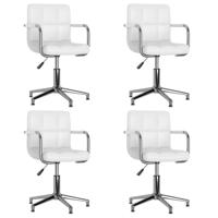 Eetkamerstoelen draaibaar 4 st kunstleer wit - thumbnail