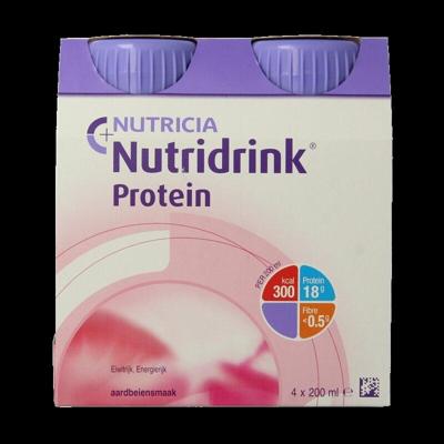 Nutridrink Protein aardbei 200ml 4 Stuks