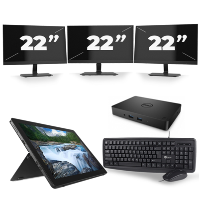 Dell Latitude 5290 - Intel Core i5-8e Generatie - 12 inch - 16GB RAM - 256GB SSD - Windows 11 + 3x 22 inch Monitor