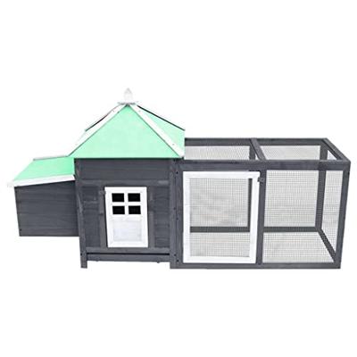 Kippenhok met nestkast 193x68x104 massief vurenhout grijs