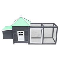 Kippenhok met nestkast 193x68x104 massief vurenhout grijs - thumbnail