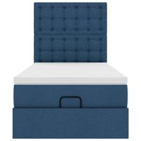 Bed met matras 90x200 cm stof blauw - thumbnail
