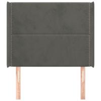 Hoofdbord met randen 103x16x118/128 cm fluweel donkergrijs - thumbnail