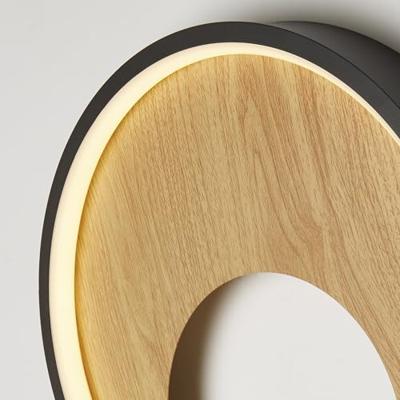 Searchlight WandlampCurio zwart met hout - 36303-1BK