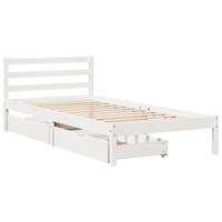 Bedframe zonder matras massief grenenhout wit 75x190 cm - thumbnail